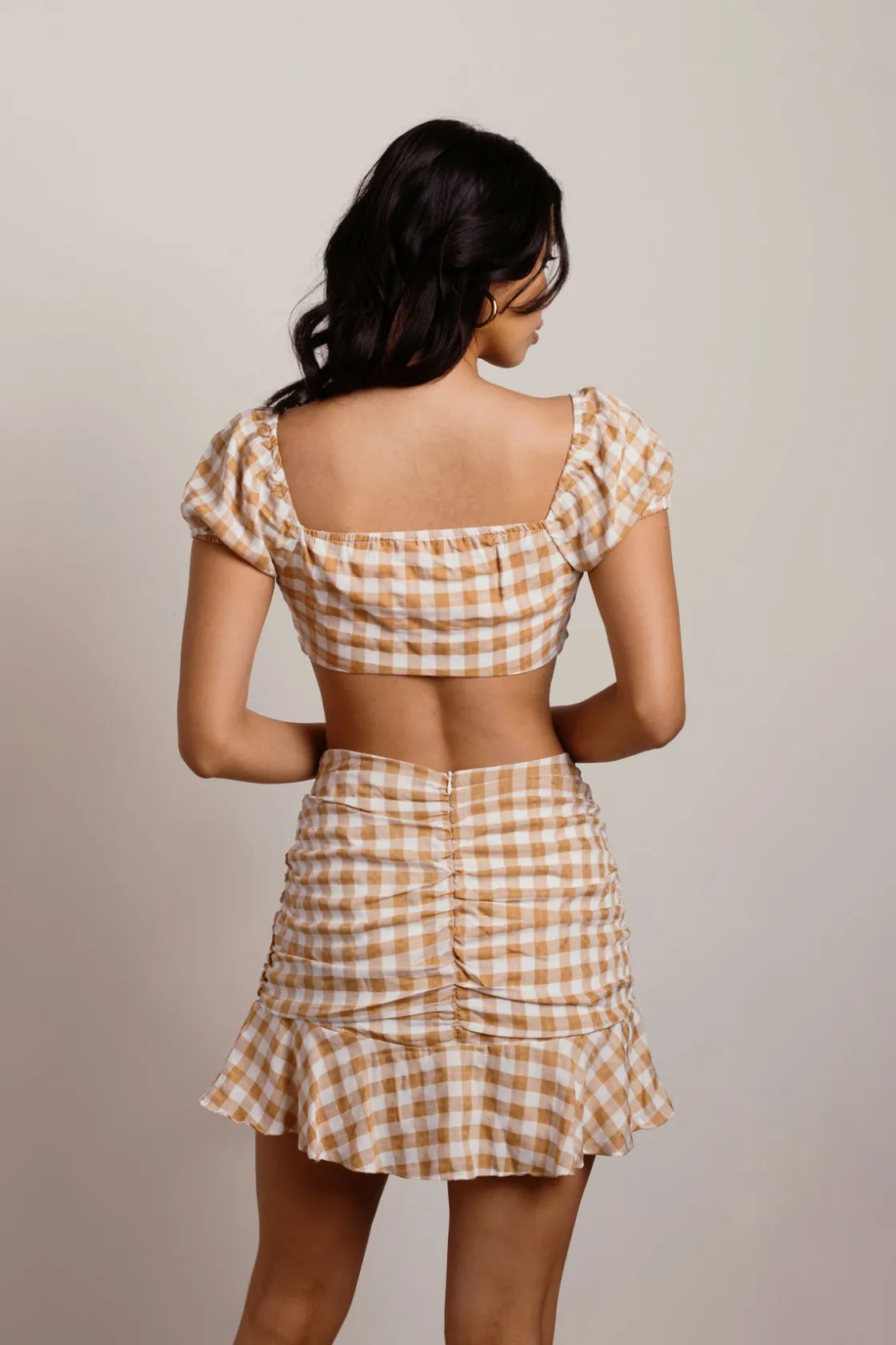 Tobi Picnic Me Up Gingham Crop Top And Mini Skirt Set -