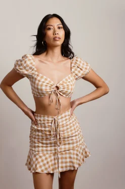 Tobi Picnic Me Up Gingham Crop Top And Mini Skirt Set -