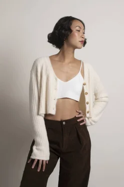 Tobi Pieper Sweater Cardigan - Ivory