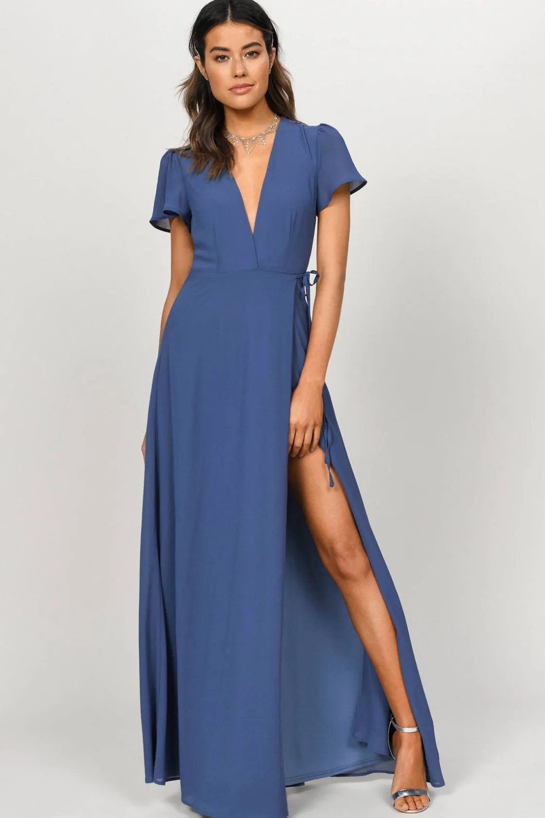 Tobi Piper Plunging Maxi Dress