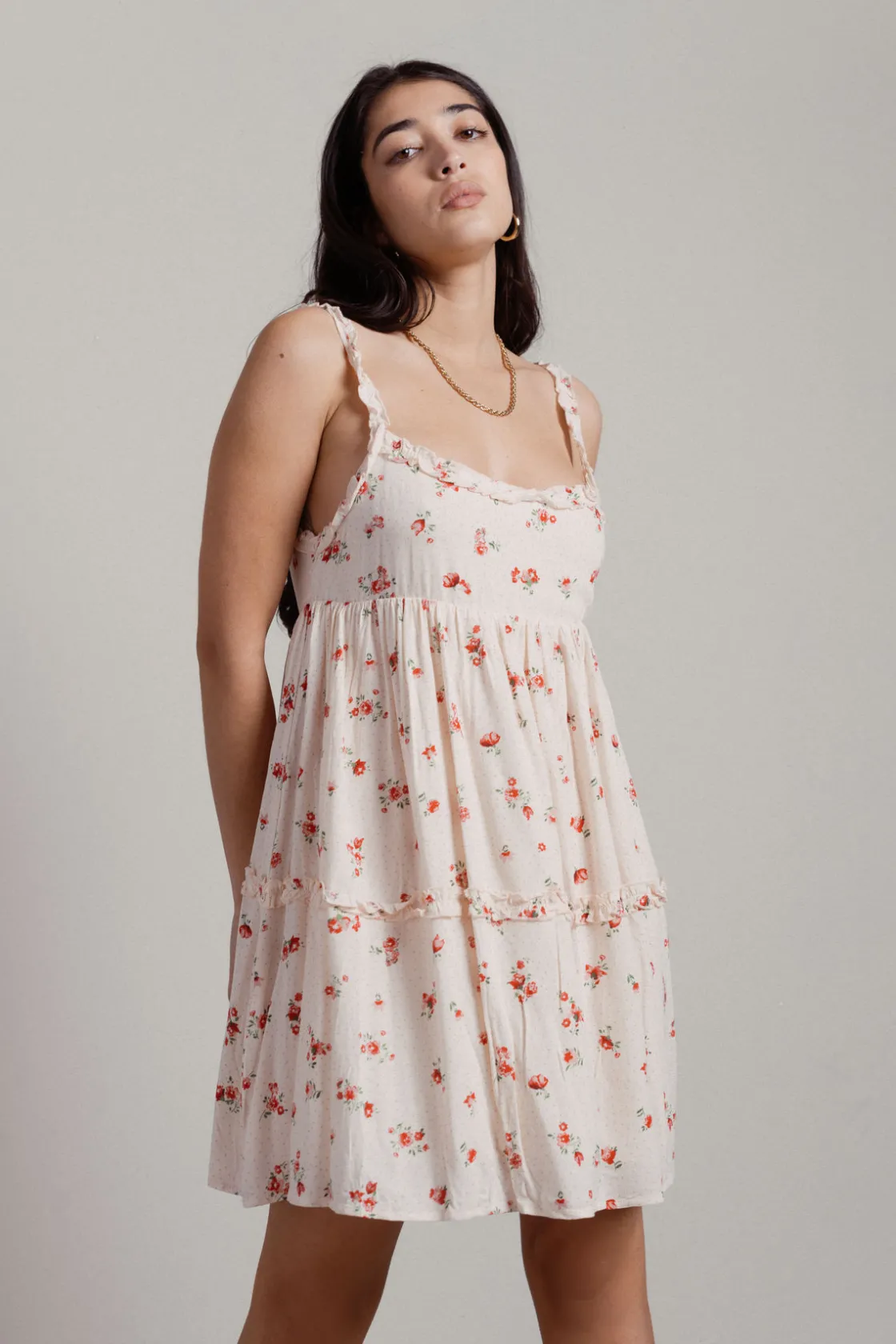 Tobi Pippa Floral Babydoll Mini Dress - Pink Dot