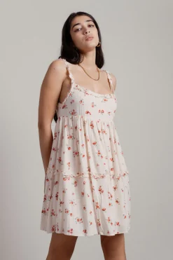 Tobi Pippa Floral Babydoll Mini Dress - Pink Dot