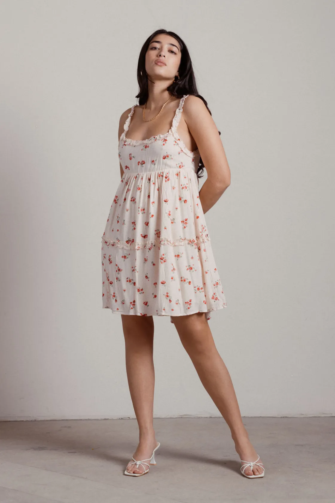Tobi Pippa Floral Babydoll Mini Dress - Pink Dot