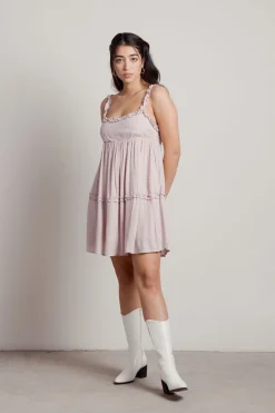 Tobi Pippa Floral Babydoll Mini Dress - Pink Dot