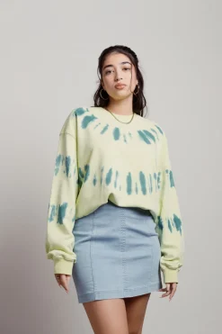 Tobi Pistachio Cream Tie Dye Sweatshirt -