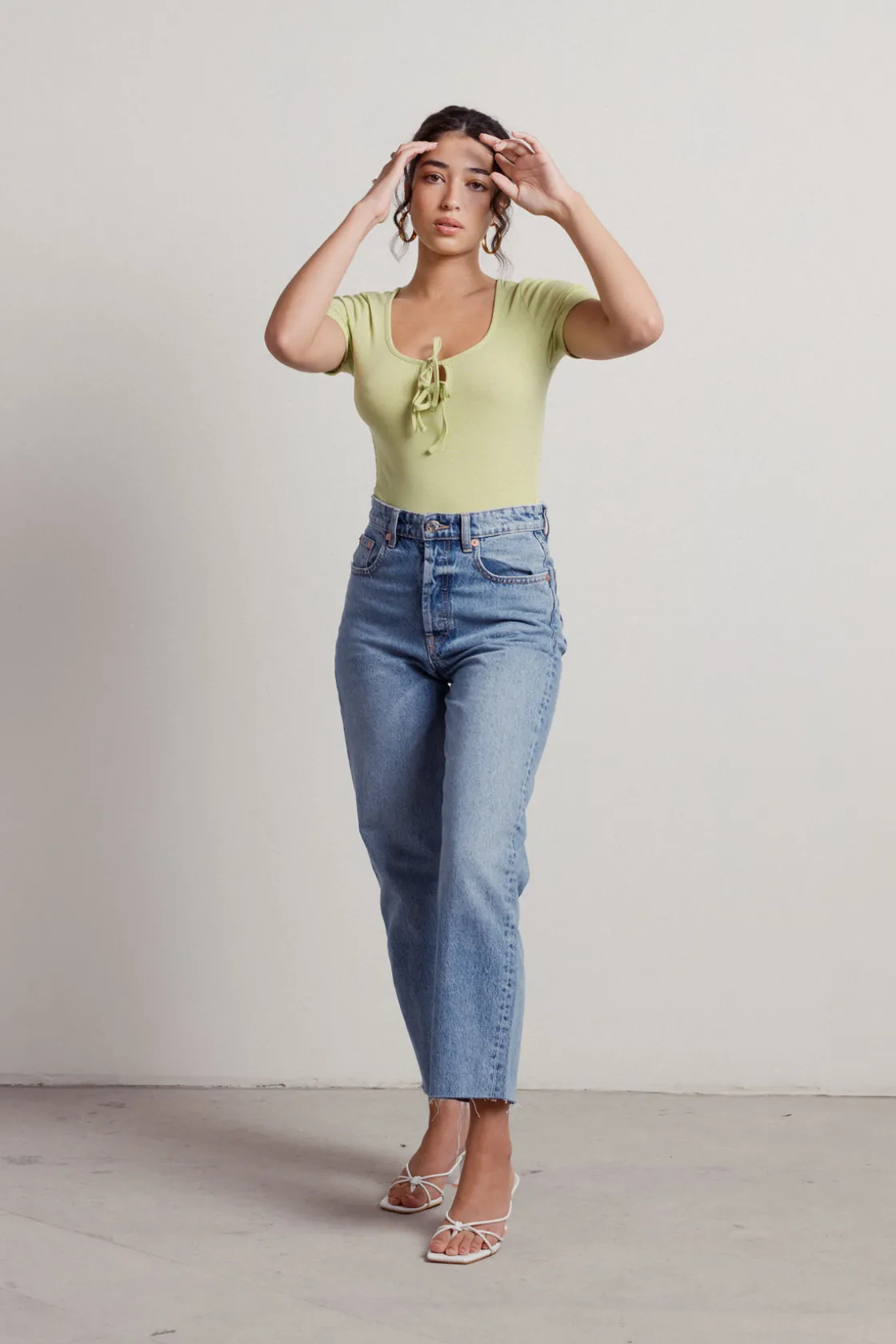 Tobi Pistachio Ribbed Bodysuit -