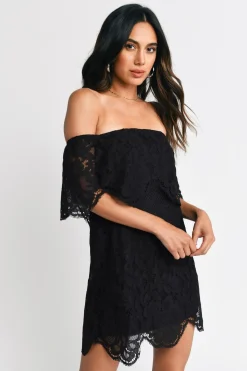 Tobi Play For Keeps Lace Off The Shoulder Mini Dress -