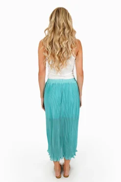 Tobi Pleat The Way Lettuce Hem Maxi Skirt - Mint