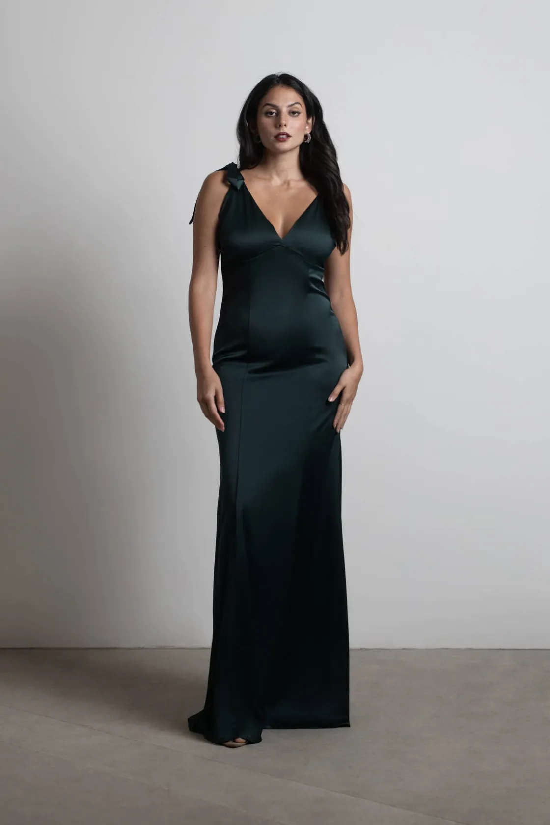 Tobi Priscella Satin Tie Strap Maxi Dress - Dusty Rose