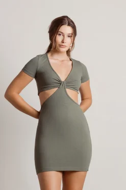 Tobi Promise You Ribbed Cutout Mini Dress - Brown