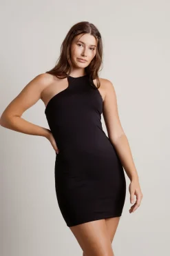 Tobi Pull It Off Asymmetrical Bodycon Mini Dress - Brown