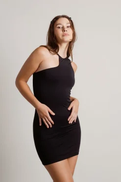 Tobi Pull It Off Asymmetrical Bodycon Mini Dress - Brown
