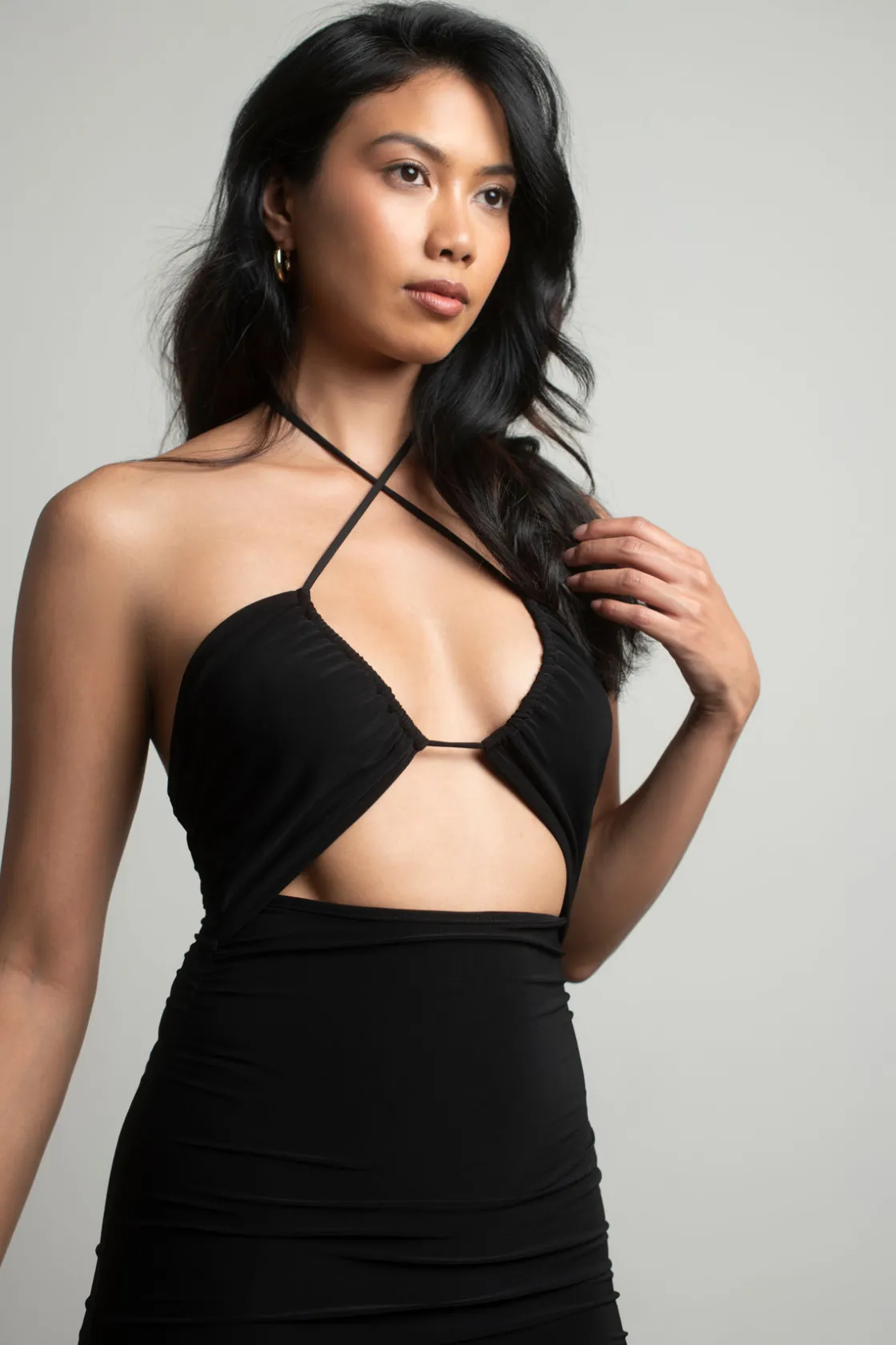 Tobi Put In Work Cutout Open Back Mini Dress - Chocolate