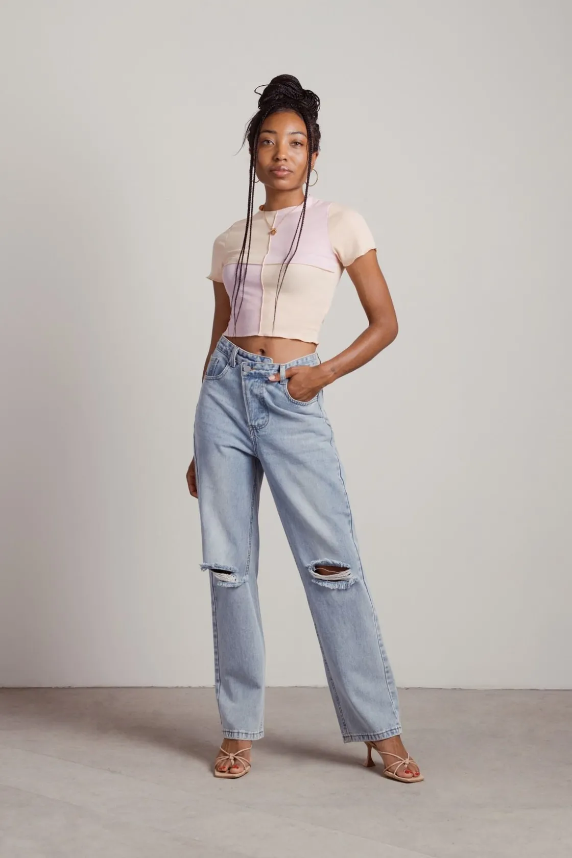 Tobi Quinn Crop Top - Mint-Ivory