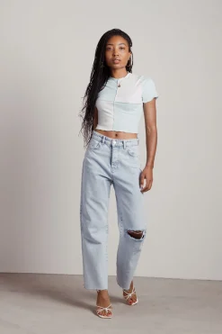 Tobi Quinn Crop Top - Mint-Ivory