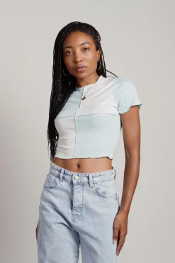 Tobi Quinn Crop Top - Mint-Ivory