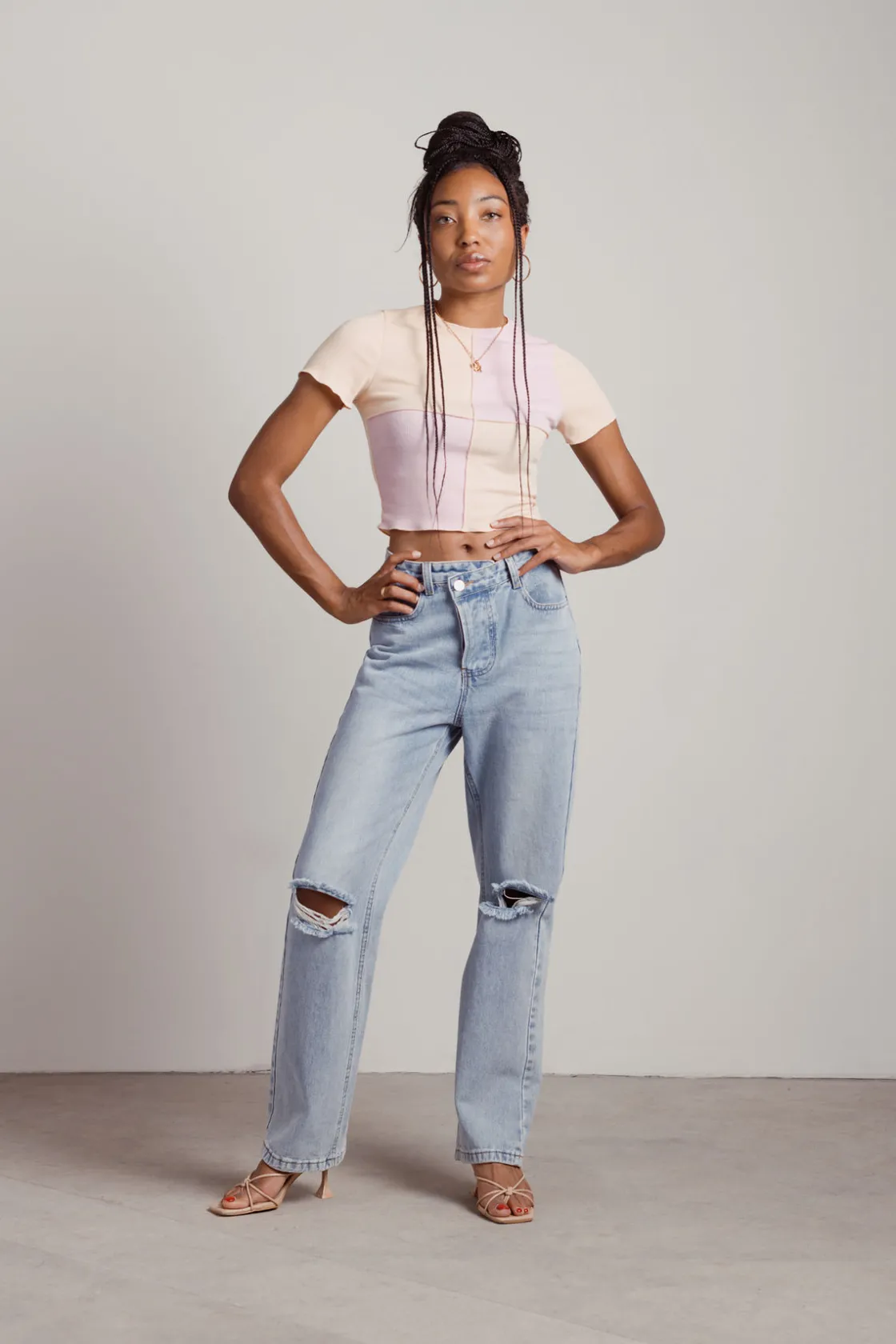 Tobi Quinn Crop Top - Mint-Ivory