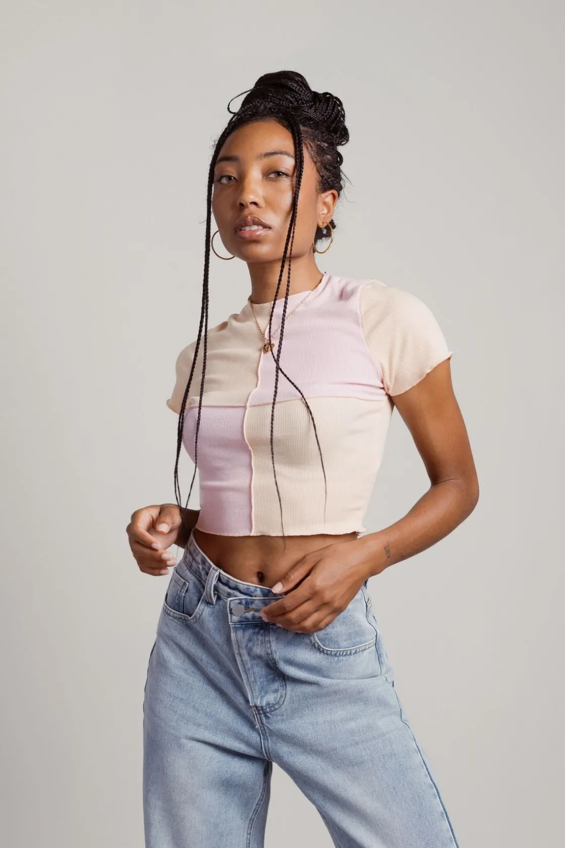 Tobi Quinn Crop Top - Mint-Ivory