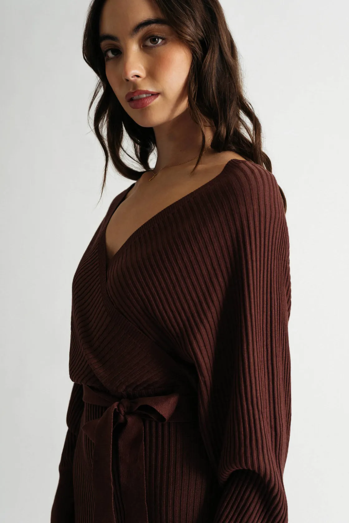 Tobi Rachael Wrap Sweater Mini Dress - Black