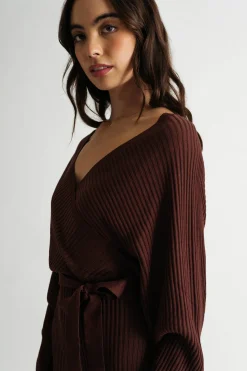 Tobi Rachael Wrap Sweater Mini Dress - Black
