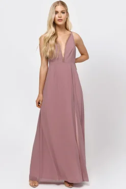 Tobi Raelyn Deep V High Slit Maxi Dress -