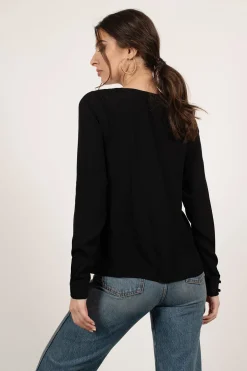 Tobi Rebecka Front Tie Blouse - Black