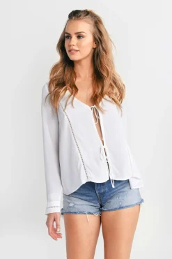 Tobi Rebecka Front Tie Blouse - Black