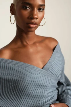 Tobi Relax Sweetie Wrap Tie Sweater - Grey