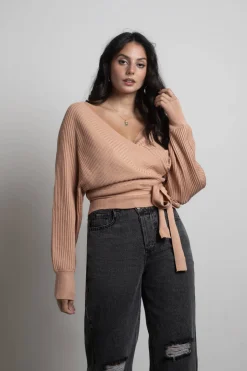 Tobi Relax Sweetie Wrap Tie Sweater - Grey