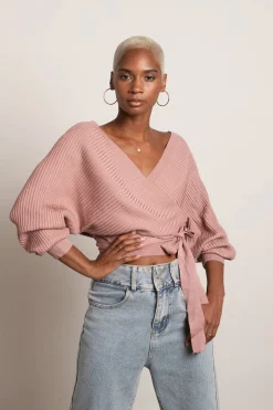 Tobi Relax Sweetie Wrap Tie Sweater - Grey