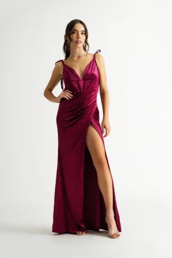 Tobi Remember Me Corset High Slit Maxi Dress -