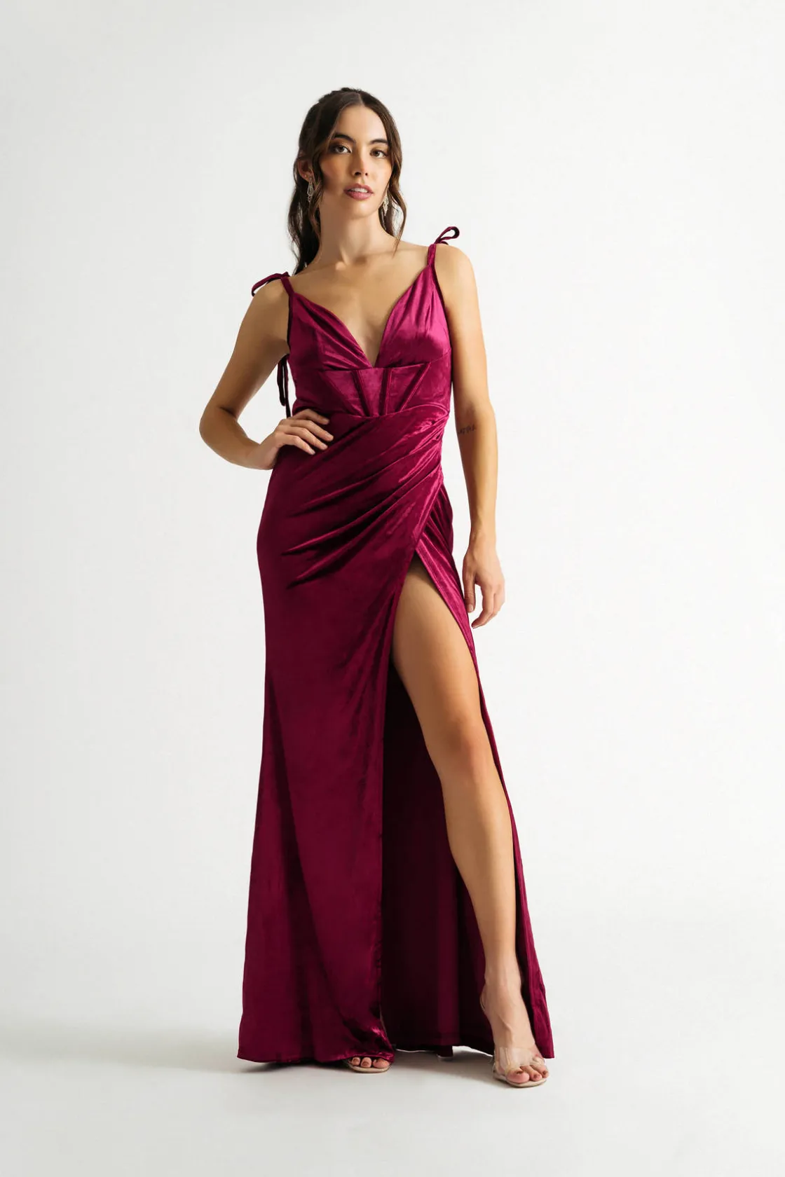 Tobi Remember Me Corset High Slit Maxi Dress -