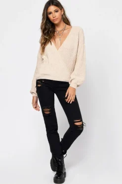 Tobi Rene Wrap Sweater - Navy