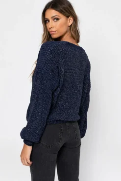 Tobi Rene Wrap Sweater - Navy
