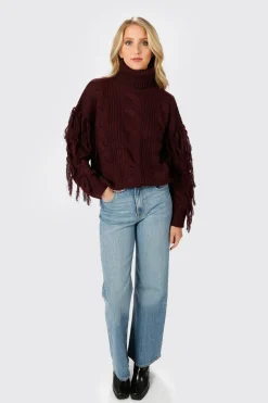 Tobi Return To Sender Cropped Sweater - Wine