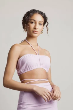Tobi Ricky Ribbed Crop Top And Midi Skirt Set - Lilac