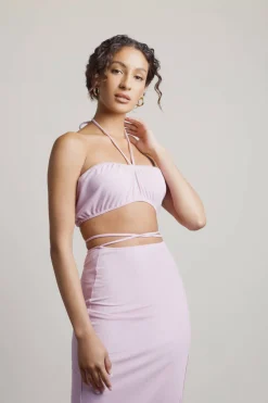 Tobi Ricky Ribbed Crop Top And Midi Skirt Set - Lilac