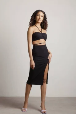Tobi Ricky Ribbed Crop Top And Midi Skirt Set - Lilac