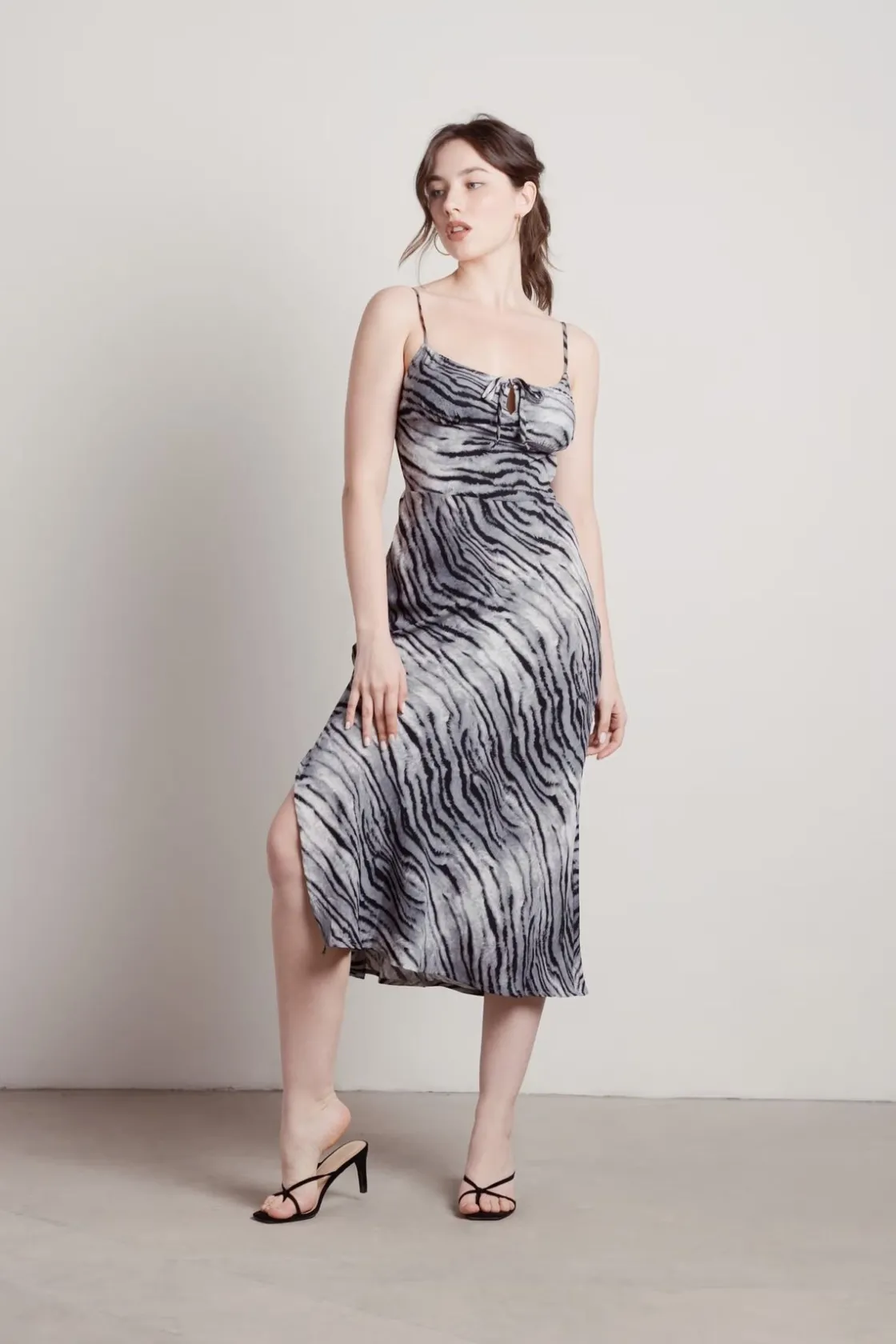 Tobi Rima Tiger Print Cami Midi Dress - Brown