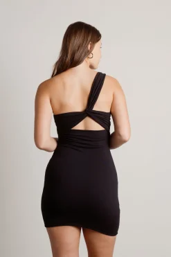 Tobi Rivalry Black Reversible One Shoulder Cutout Bodycon Dress