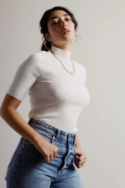 Tobi Rivera Mock Neck Top - Ivory