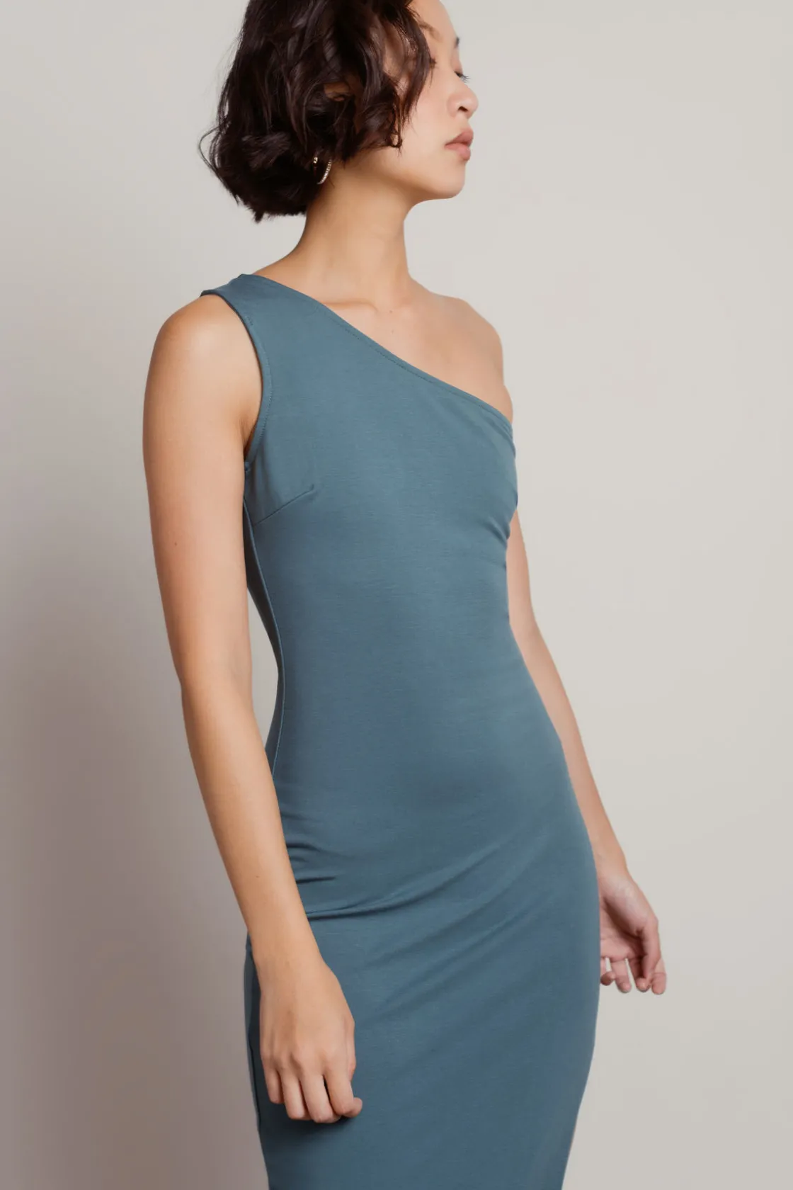 Tobi Riviera One Shoulder High Slit Midi Dress -