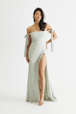 Tobi Romantics Tie Strap High Slit Maxi Dress