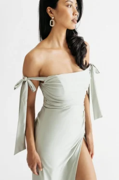 Tobi Romantics Tie Strap High Slit Maxi Dress