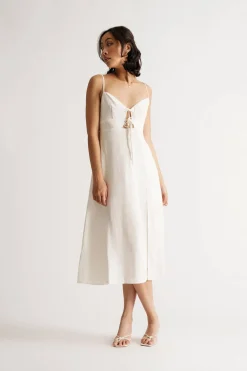 Tobi Rosalie Linen Front Tie Midi Dress