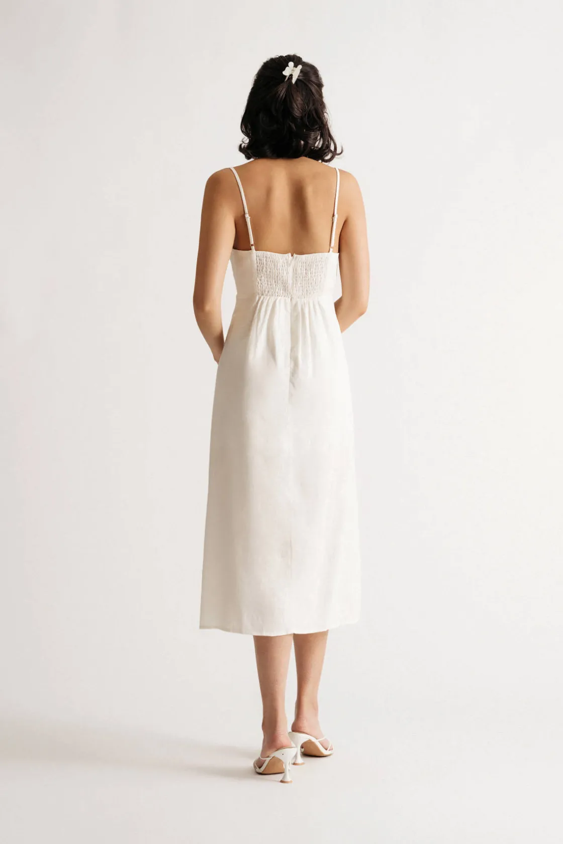 Tobi Rosalie Linen Front Tie Midi Dress