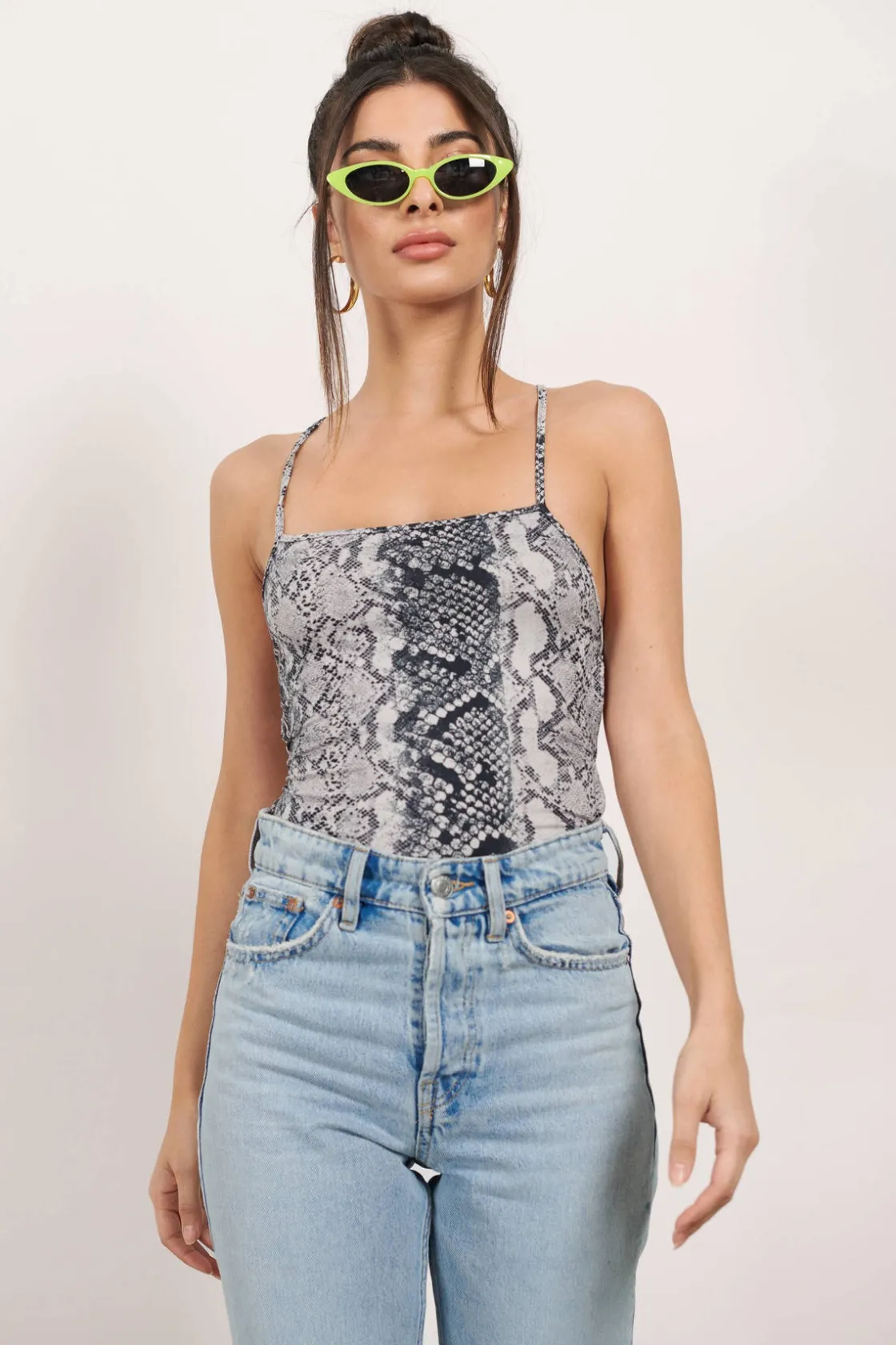 Tobi Run Through Snake Print Bodysuit -