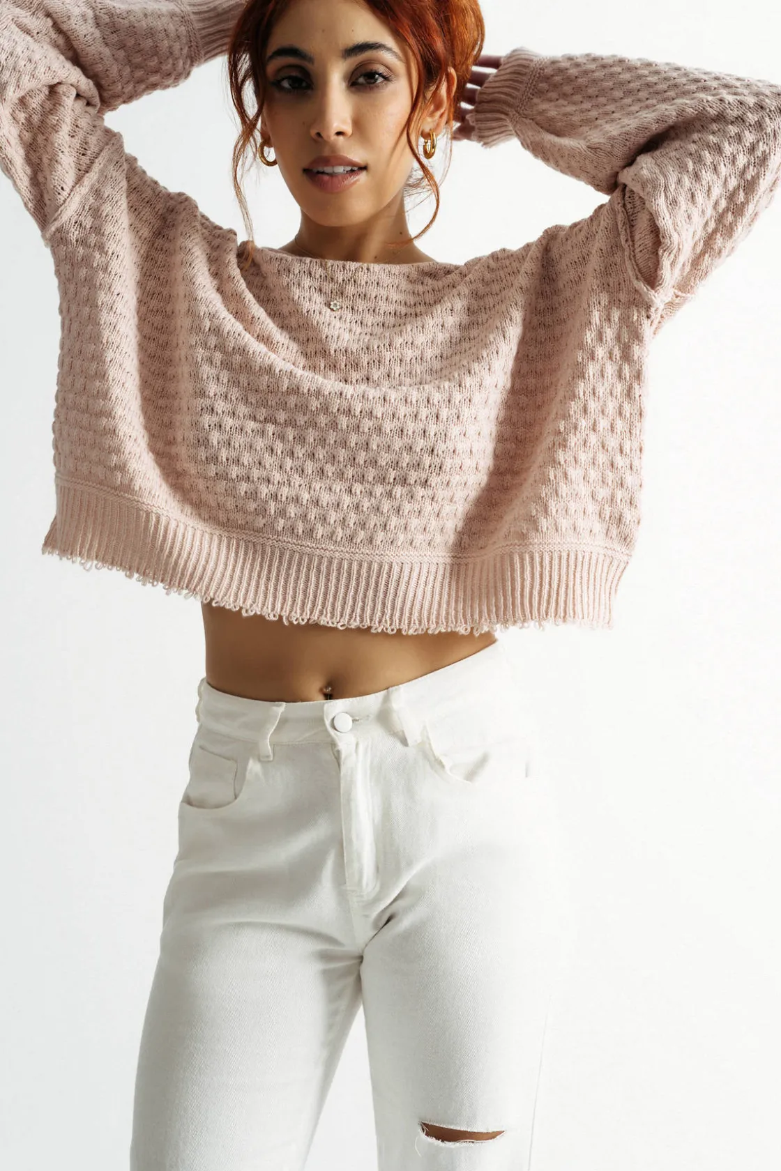 Tobi Runaway Knit Sweater - Blush