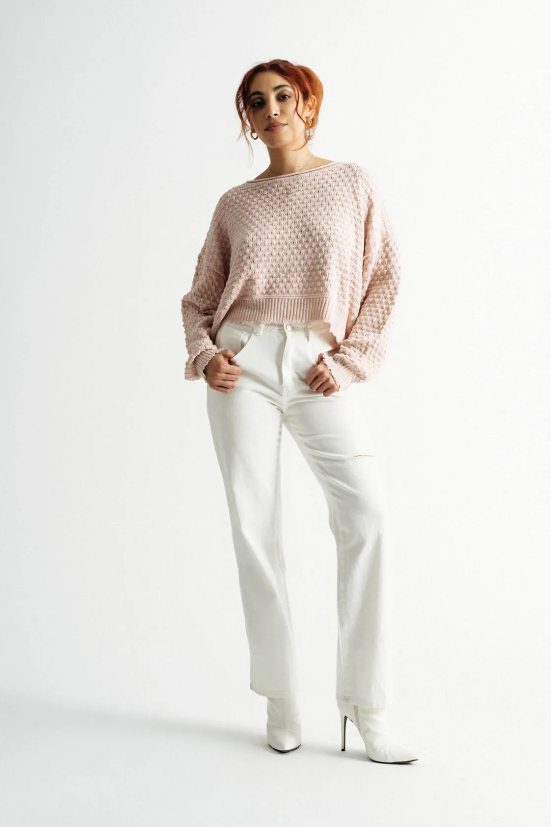 Tobi Runaway Knit Sweater - Blush