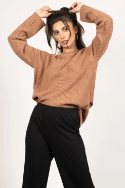 Tobi Safe Inside Open Back Sweater -
